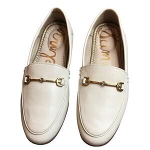 Sam Edelman Loraine Girls Slip On Ivory Loafers Goldware Comfort Shoes Size 13